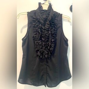 Black sleeveless ruffled top